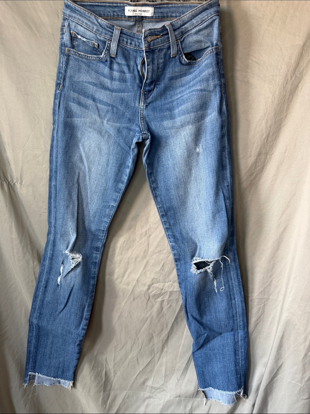 Flying Monkey Light Blue Distressed Skinny Jeans